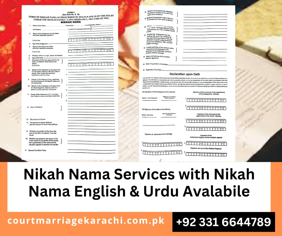 Nikah Nama Services, Nikah Nama English & Urdu